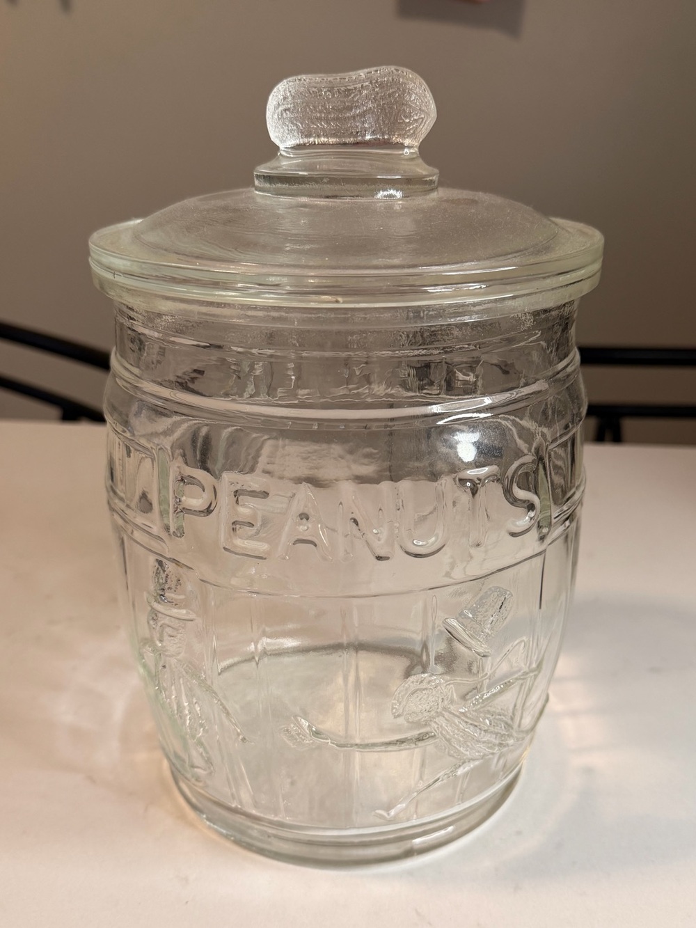 Vintage Planters Peanuts Glass Barrel Jar